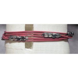 Fossil Pink And Silver Beaded Bracelet